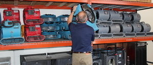 Water Damage Irwindale Technician Prepping Air Movers